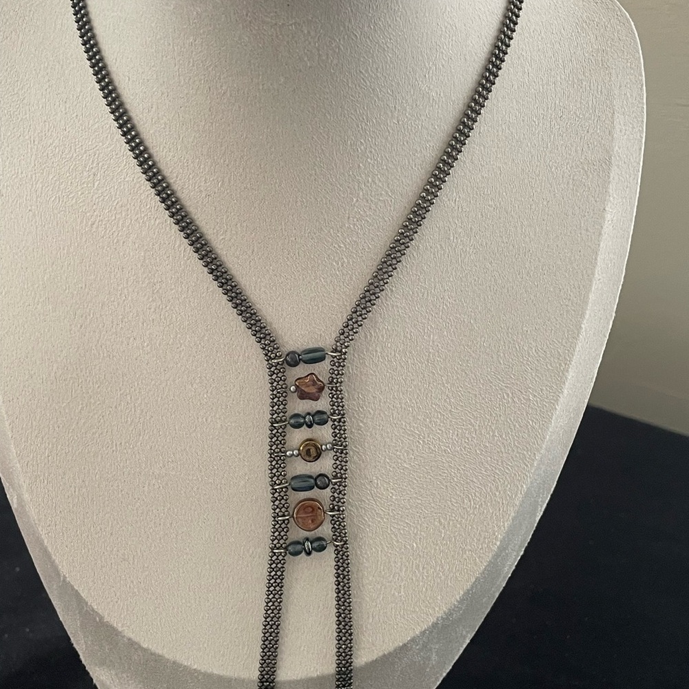 Elegant Silver and Brown Women's Necklace and Earrings Set